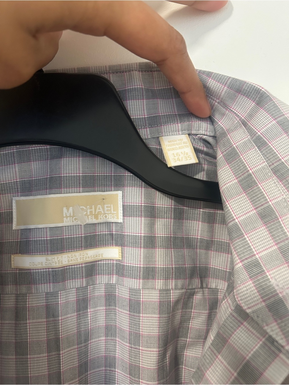 2 shirts MICHAEL Michael Kors Gray and Pink Windowpane Dress Shirt * 2
